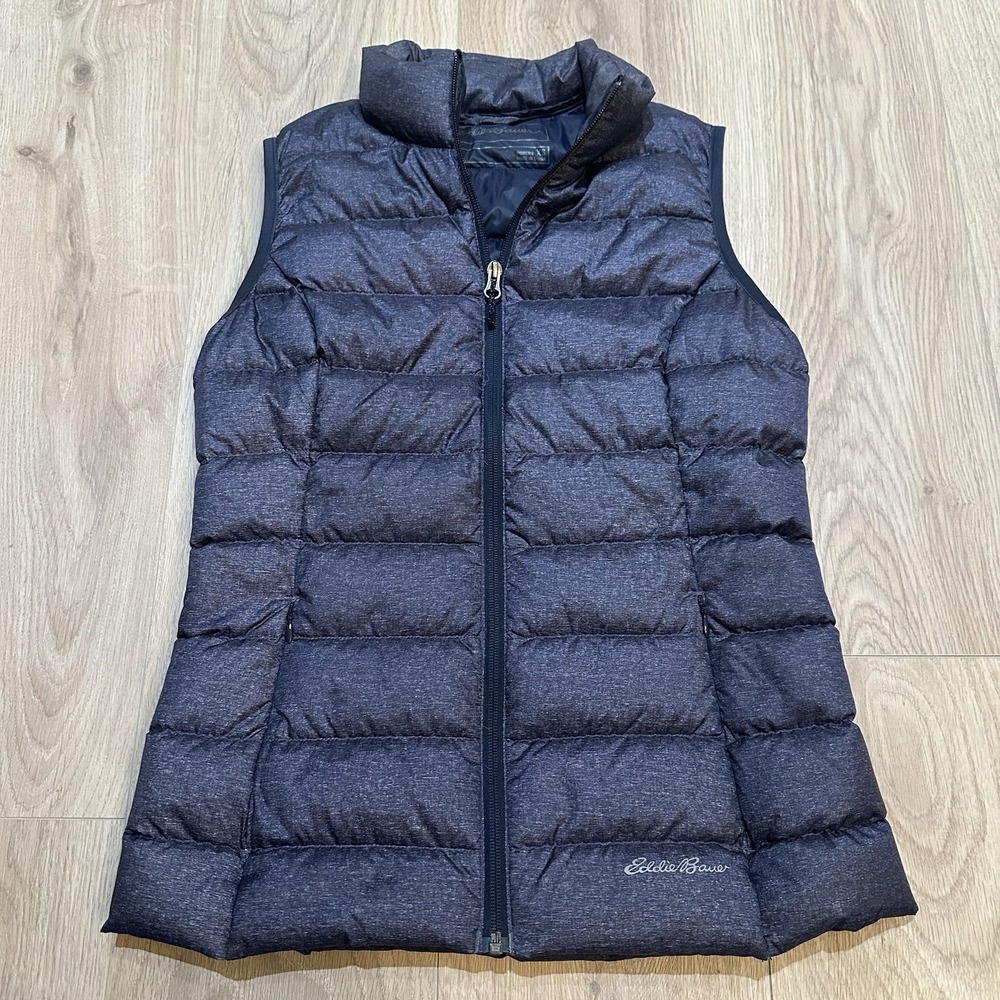 Eddie Bauer EB650 Down Puffer Vest Womens Sz XS Gray/Blue Full Zip Gorpcore